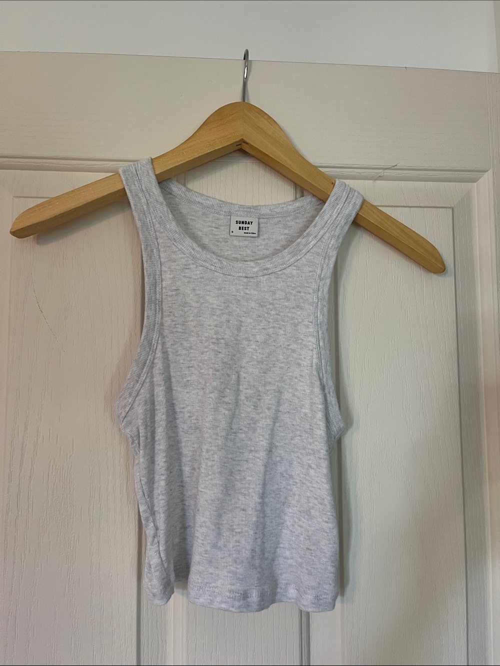 Aritzia Sunday Best Light Gray Ribbed Scoop Tank
